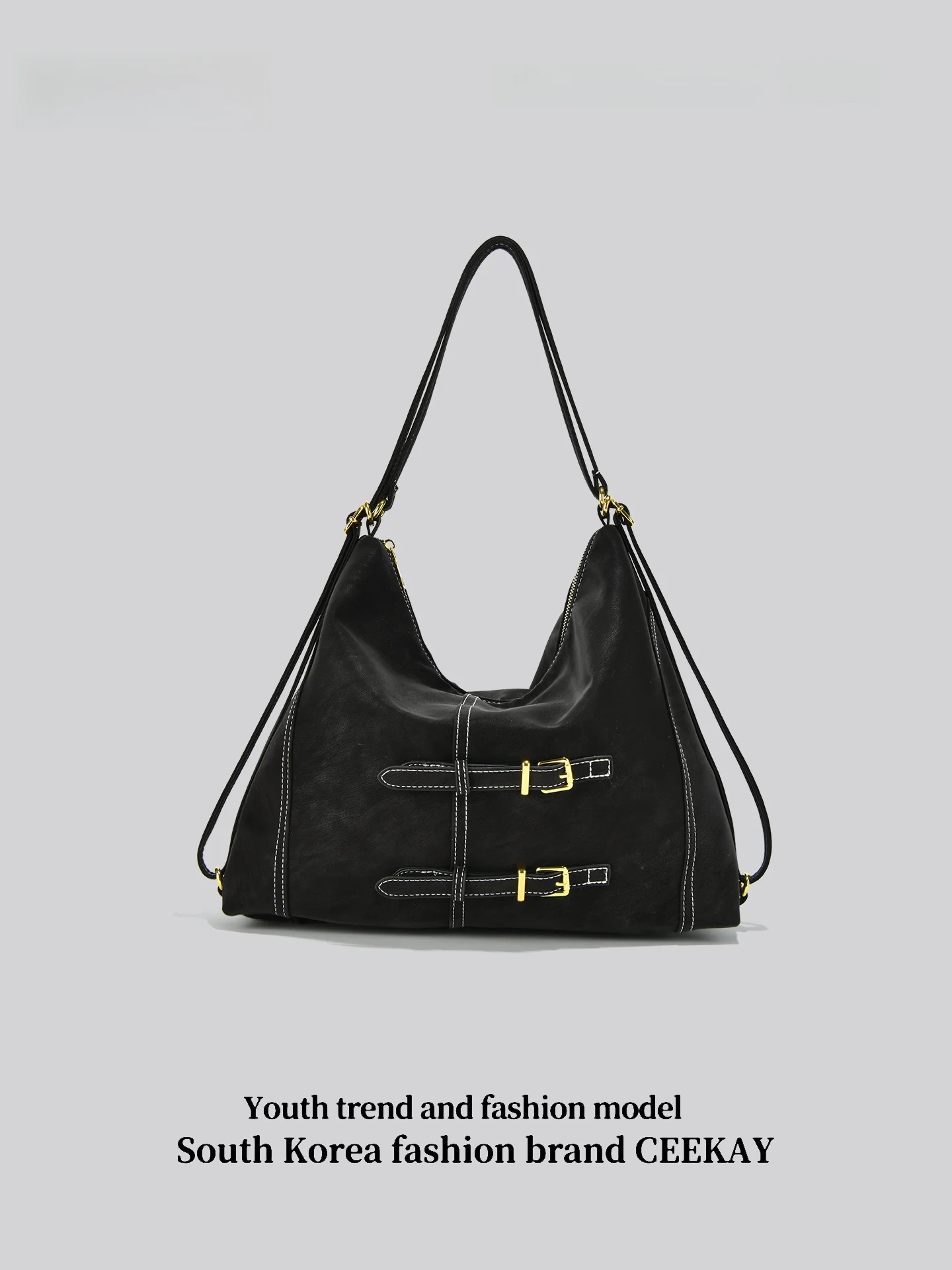 Ceekay Elegant Black Tote Bag Women's Multi-Functional Underarm Bag 2026 New Style Casual Minimalist Square Shape Youth Suitable