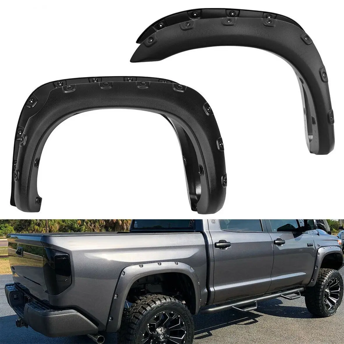 Flying Wing  Textured Pocket Bolt/Rivet Fender Flares Wheel Cover For 2007-2013  Tundra Fender Flares