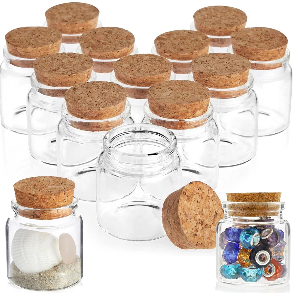 Kleine Glasgefäße mit Korkdeckeln, 50-ml-Miniflaschen zum Basteln, Partygeschenke, Sand
