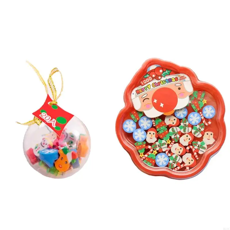W89C 36pcs/paquete borrador borrador navideño mini borrador con caja suministros regalos Navidad