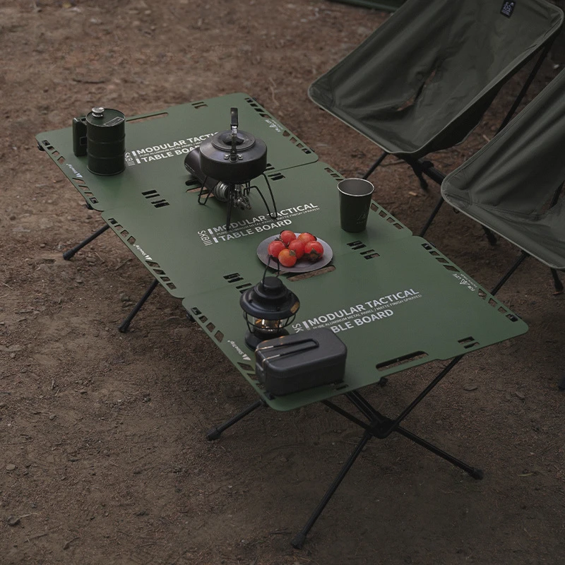 Tactical Folding Table Portable Multifunctional Combination Table Lightweight Aluminium Alloy Picnic Camp Table Army Green Style