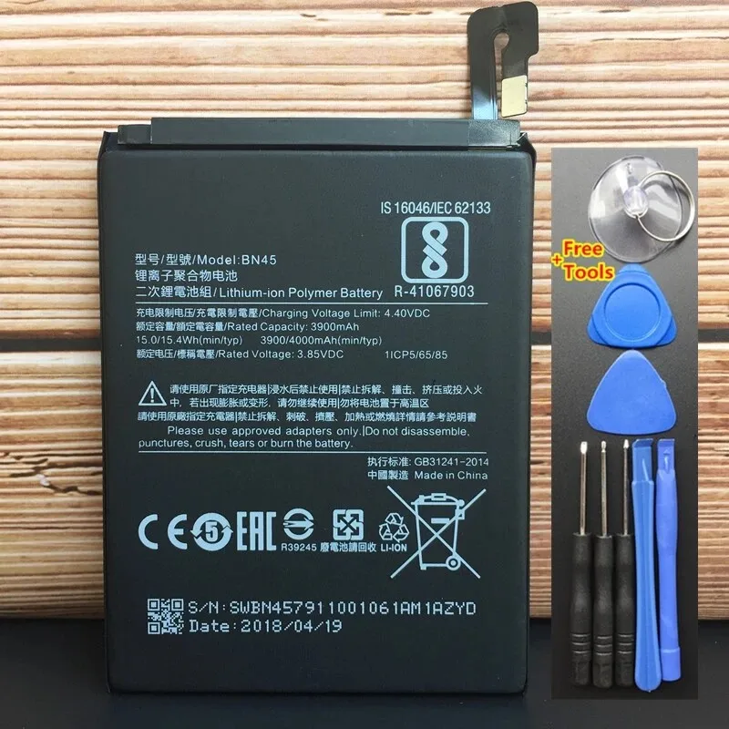 3.85V Original Quality 4000mAh BN45 Phone Battery For Red Note 5