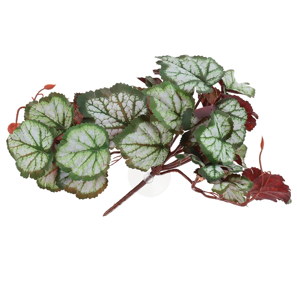 نبات محاكاة نابض بالحياة الأخضر الاصطناعي معلقة يترك لتررم ديكور الزواحف مخبأ تسلق الحيوانات الأليفة الموئل زخرفة وهمية #6