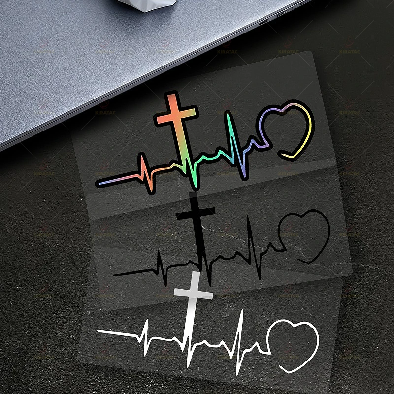 

Religious ECG Heartbeat Cross Decal, Fashion Vinyl Sticker for Motorcycle, Scooter, Windshield and Tailbox Deco