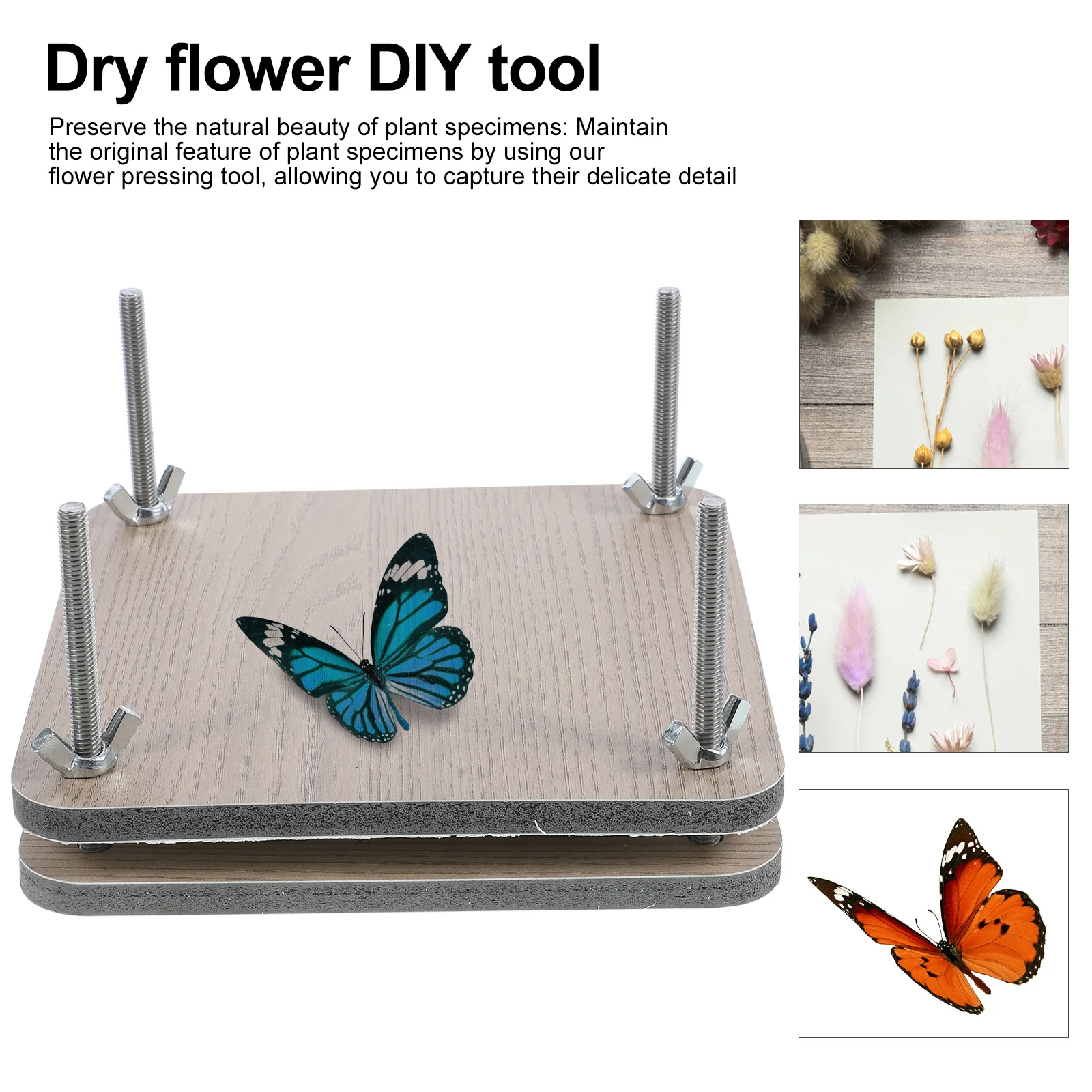 

1Set Wooden Flower Press Kit Complete Specimen Pressing Set for DIY Crafts Scrapbooks Cards Gift Tags Decoupage Art Projects