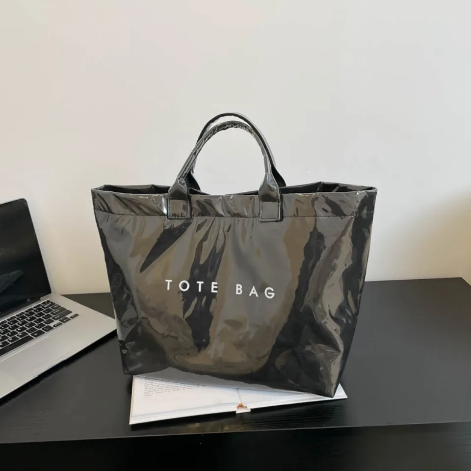 

Top-Handle Casual Tote Bag for Women Large Capacity Waterproof PVC Shopper Bag Travel Handbag Female Handbag Candy Color Sac New