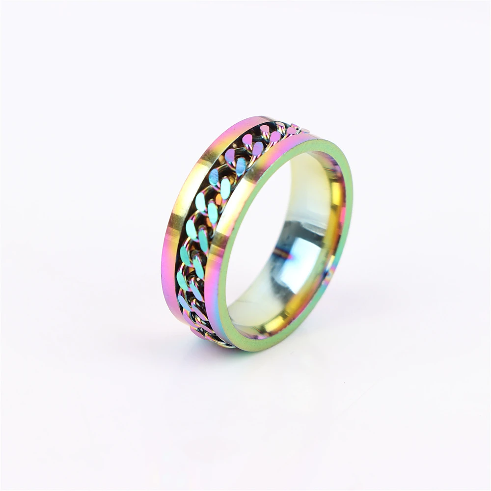 New Cool Rotatable Stainless Steel Ring Men Women High Quality Spinner Chain Classical Punk Rock Rome Digital Jewelry Party Gift