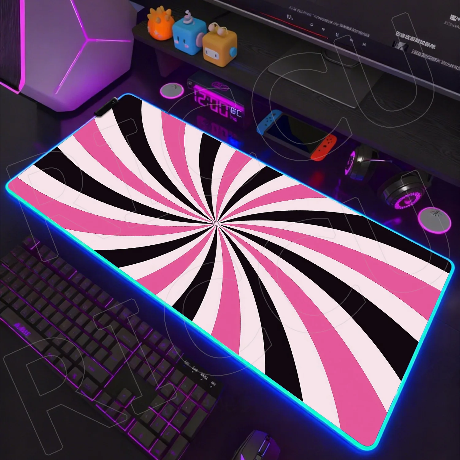 

RGB visual effects whirlpool Large Gaming Mouse pads Design Mouse Pad Computer LED Desk Mat PC accessories Keyboard Mats Table