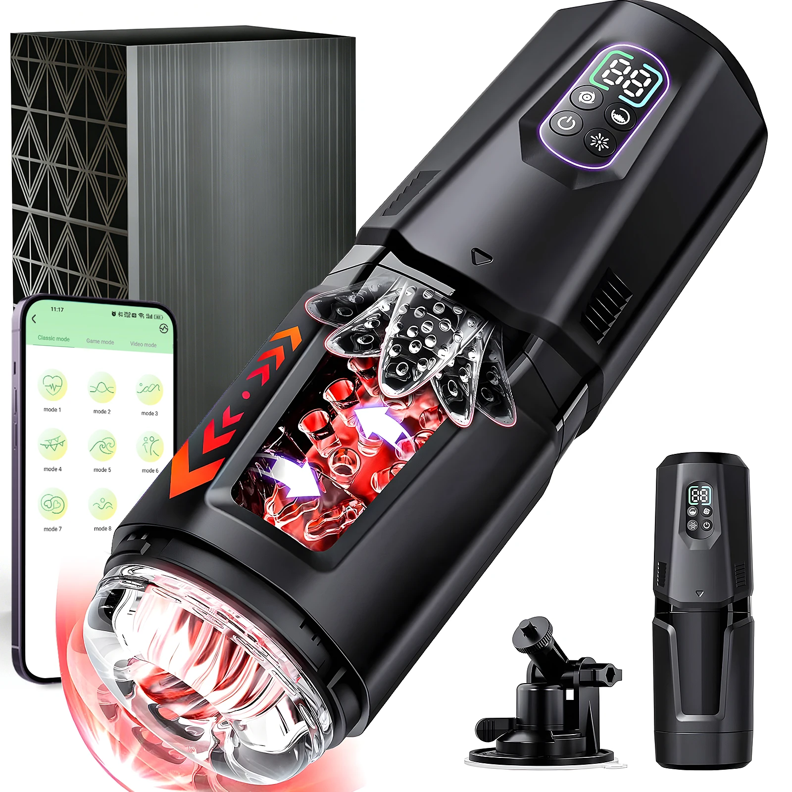 Automatic Male Masturbator APP Control 7 Thrust Rotation Tongue Licking Vibration Mode Penis Pump Sex Machine Sex Toys for Men