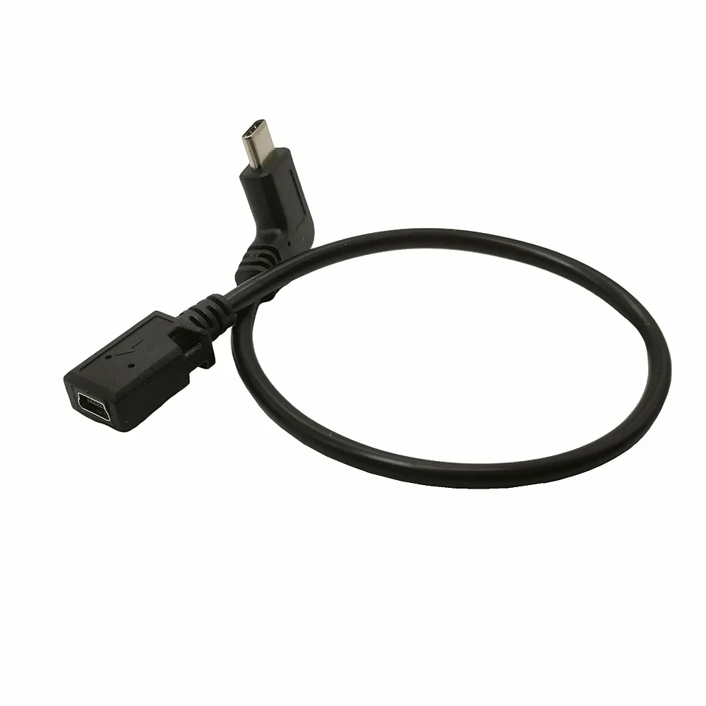 MINI USB FEMALE TO TYPE C MALE CABLE RIGHT ANGLED 90 DEGREE  0.25M