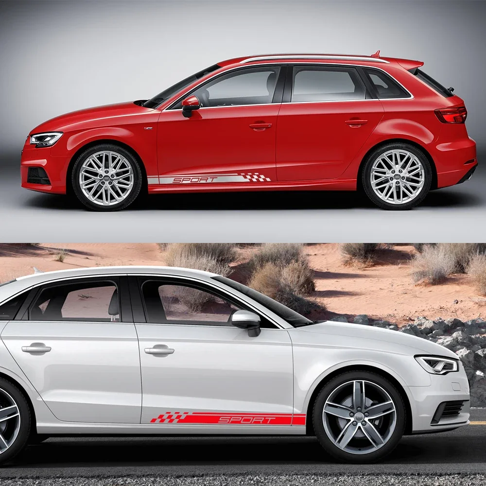Car Side Door Vinyl Decals Sport Stripes Sticker Auto Accessories For Audi A3 8V 8P 8L 8Y S3 RS3 Sedan Sportback TFSI Limousine view 3