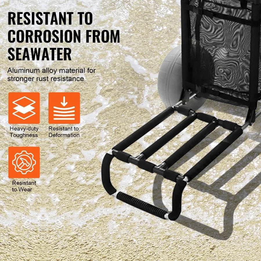 دوللي الشاطئ بعجلات كبيرة للرمل 29.9 بوصة × 15.4 بوصة سطح البضائع مع عجلات بالون 12 بوصة سعة تحميل 165 رطل عربة رمل قابلة للطي أ #5