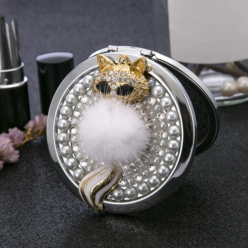 

Компактное складное двустороннее увеличительное зеркало для макияжа в форме лисы, элегантное портативное зеркало, легкое, для путешествий и красоты