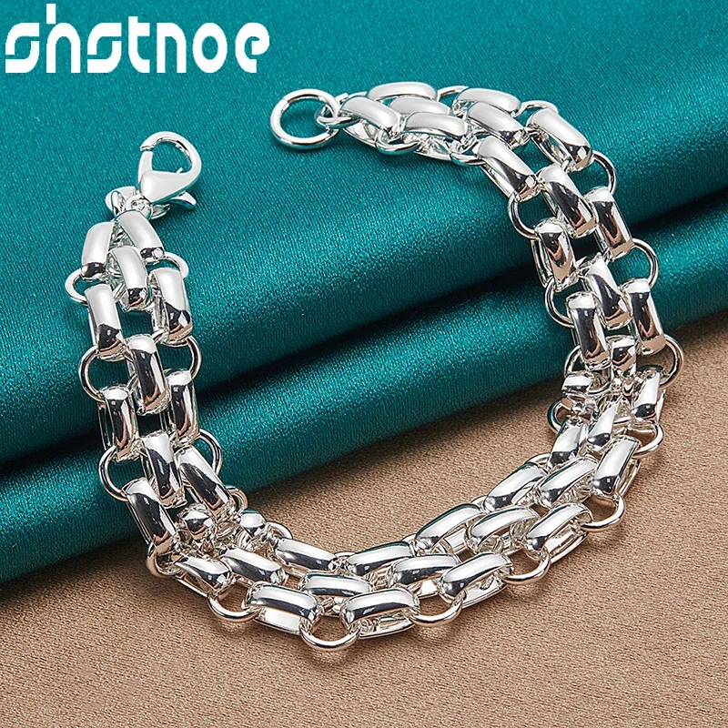 

SHSTONE 925 Sterling Silver Link Chain Bracelet For Women Jewelry Party Valentine's Day Birthday Gift Bridal Wedding Accessories