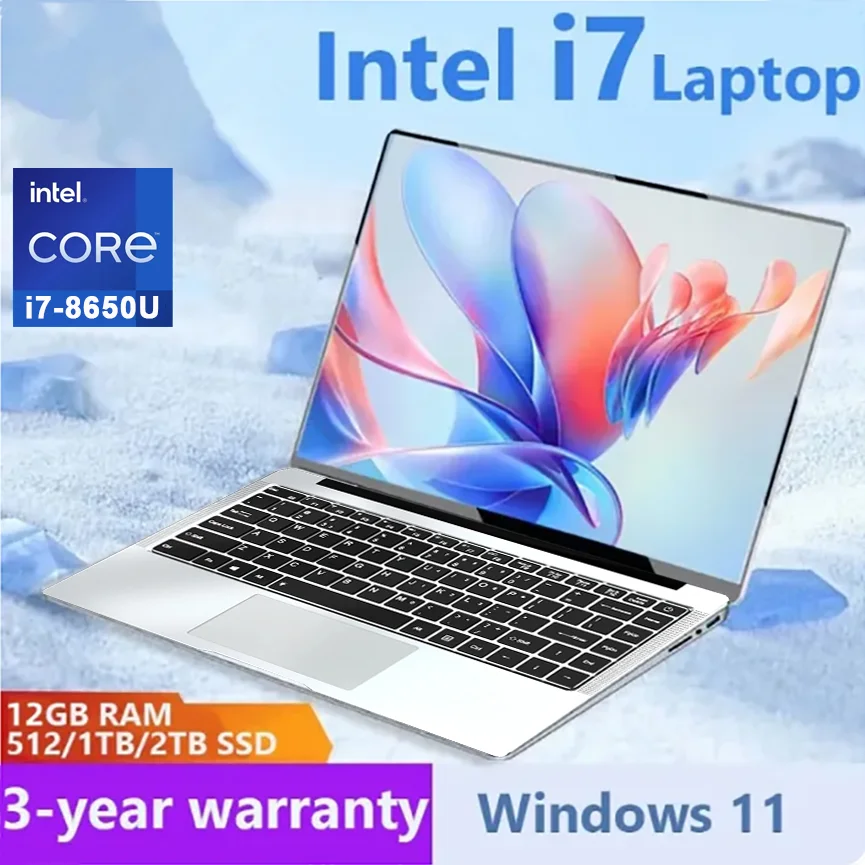 Новый офисный ноутбук 2026 года с Intel Core i7-8650U, Windows 11 Pro, 12 ГБ ОЗУ, SSD 1 ТБ/2 ТБ, 4K HD, для учебы