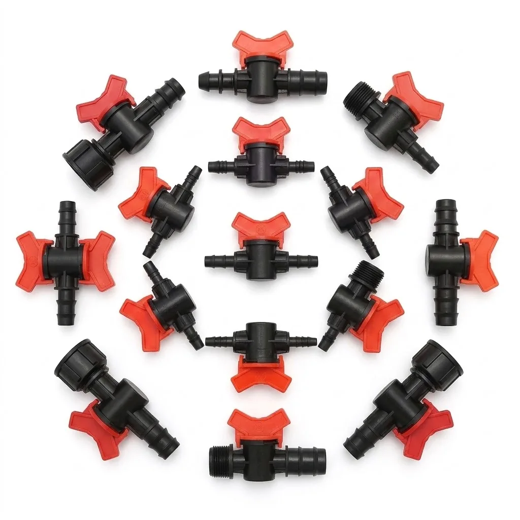 1/2 3/4 Inch Thread Drip Irrigation System Fitting 4/8/10/12/16/20/25mm Hose Barbed Mini Valve Garden Tap Barb Connectors