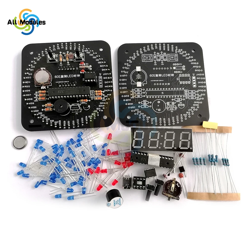 Digital DIY Electronic Clock Kit Light Control Rotation Digital LED Temperature & Time Display Tool Set for Soldering Practice