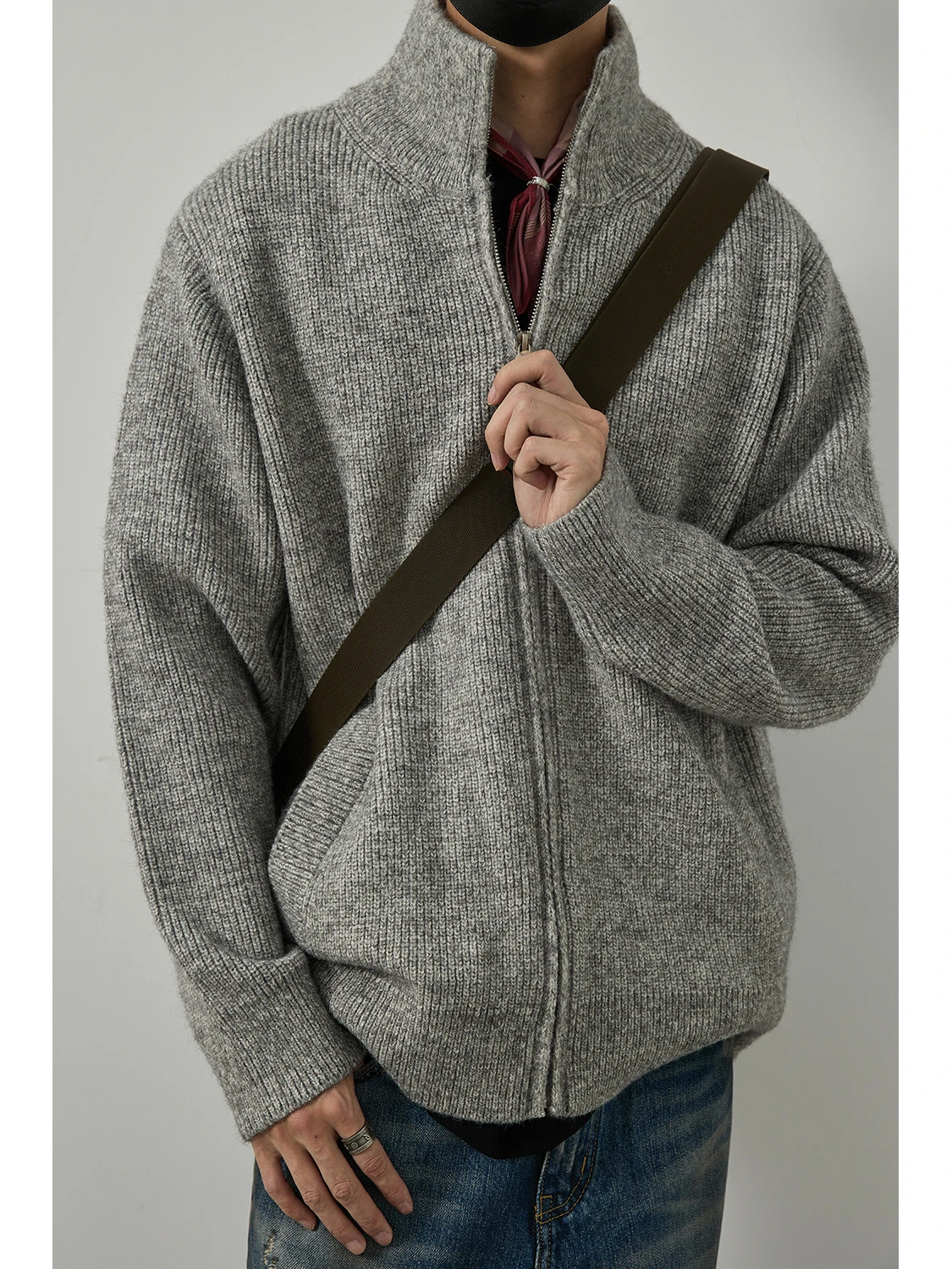 

LH Store Casual Knitted f-Zip Open Cardigan Men's Lazy Sle Loose Japanese Sle Outerwear Thiened Long Sve Winter