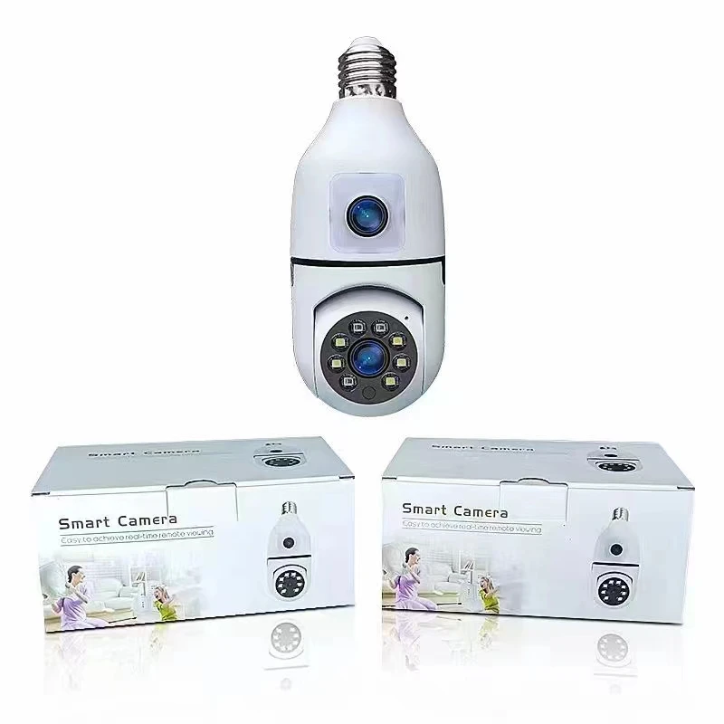 4MP Yoosee/V380 APP Dual  Lens E27 Full Color Wireless PTZ IP Dome Camera AI Humanoid Detection Home Security CCTV Baby Monitor