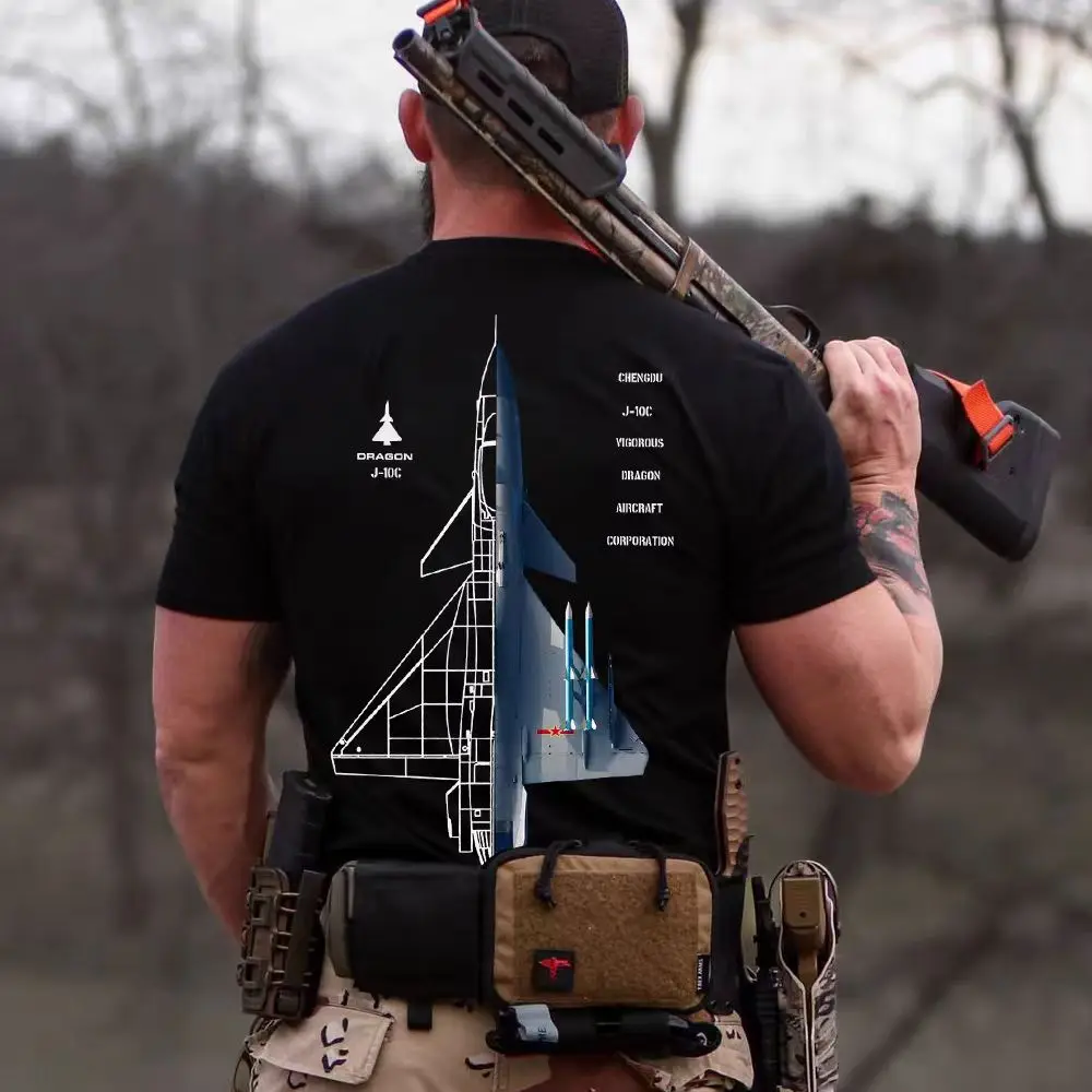 Summer Tough Guy Club National Heavyweight J-10C JF-17 Fighter Jet bedrukt T-shirt met korte mouwen