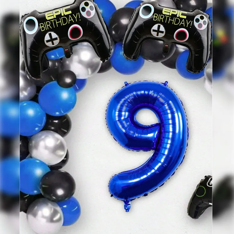 3pcs Video Game Party Supplies Set Baby Boy Birthday Party Decoration Happy Birthday Gaming Handle Covers Gamer Balloons Decorat view 3