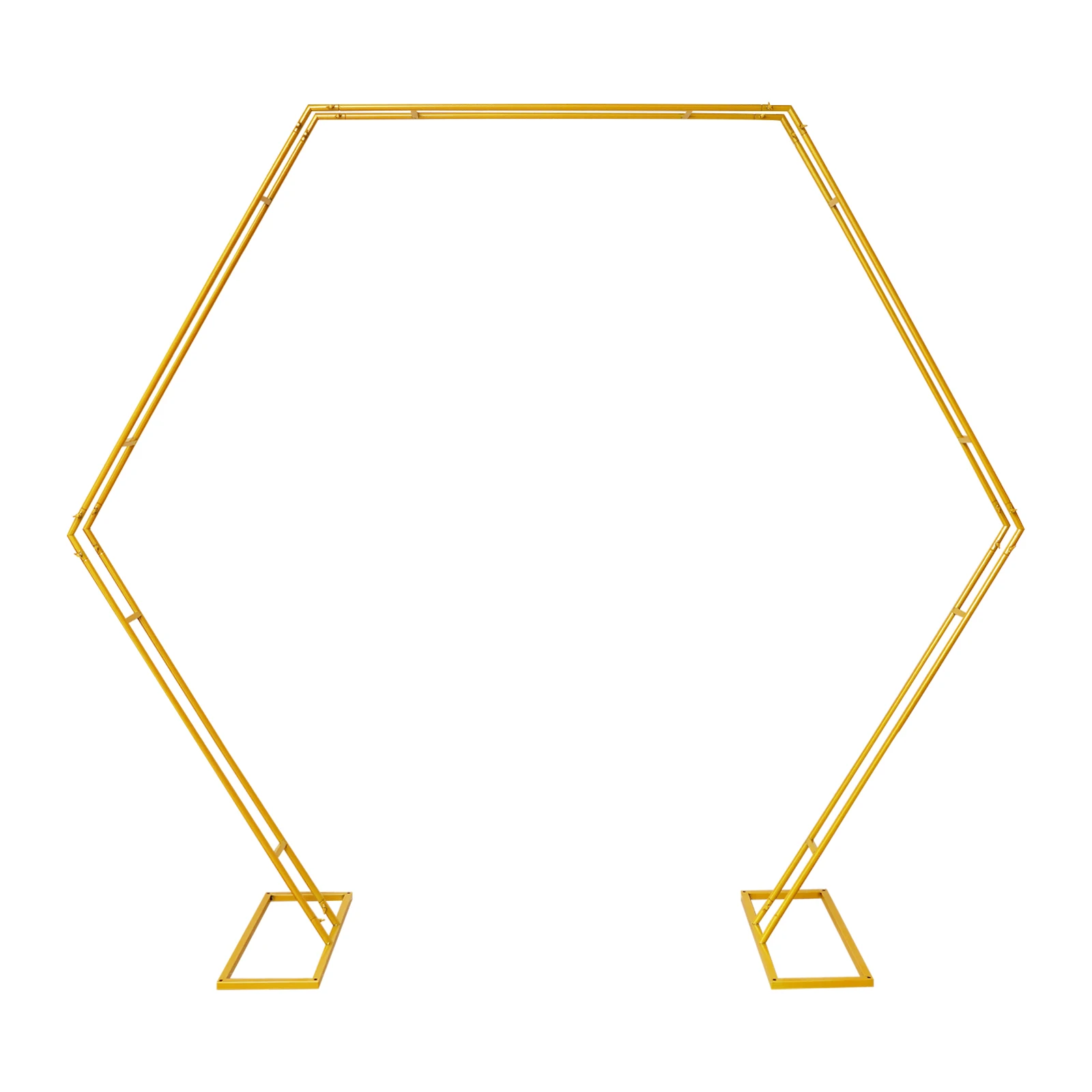 2.2M Large Golden Heavy Duty Metal Wedding Arch Hexagon Backdrop Stand Flower Balloon Arch Frame Decor