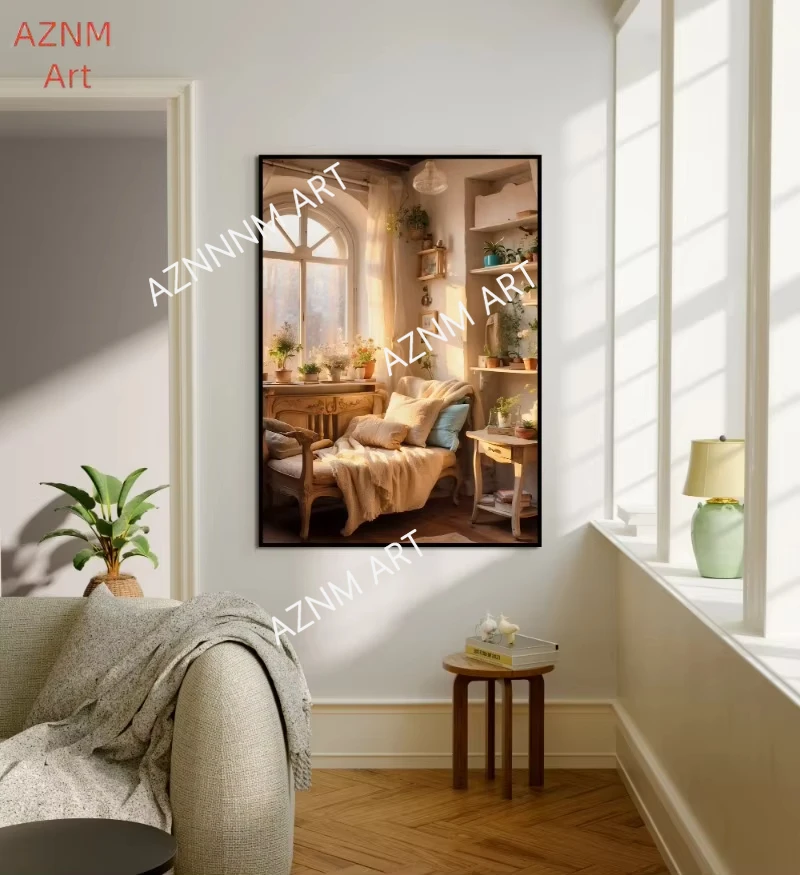 Comfy Warm Room Paintings Poster Print Canvas Art Pictures Home for Living Room and Bedroom Wall Modern Decor Frameless Painting