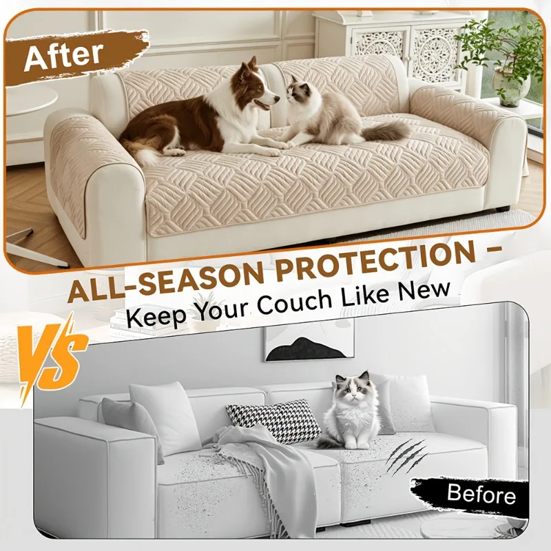 Waterproof Pet Sofa Cover Anti Slip Quilted Cushion Cover Washable Furniture Protector for Dog Cat L-shaped Couch Pad Home Decor