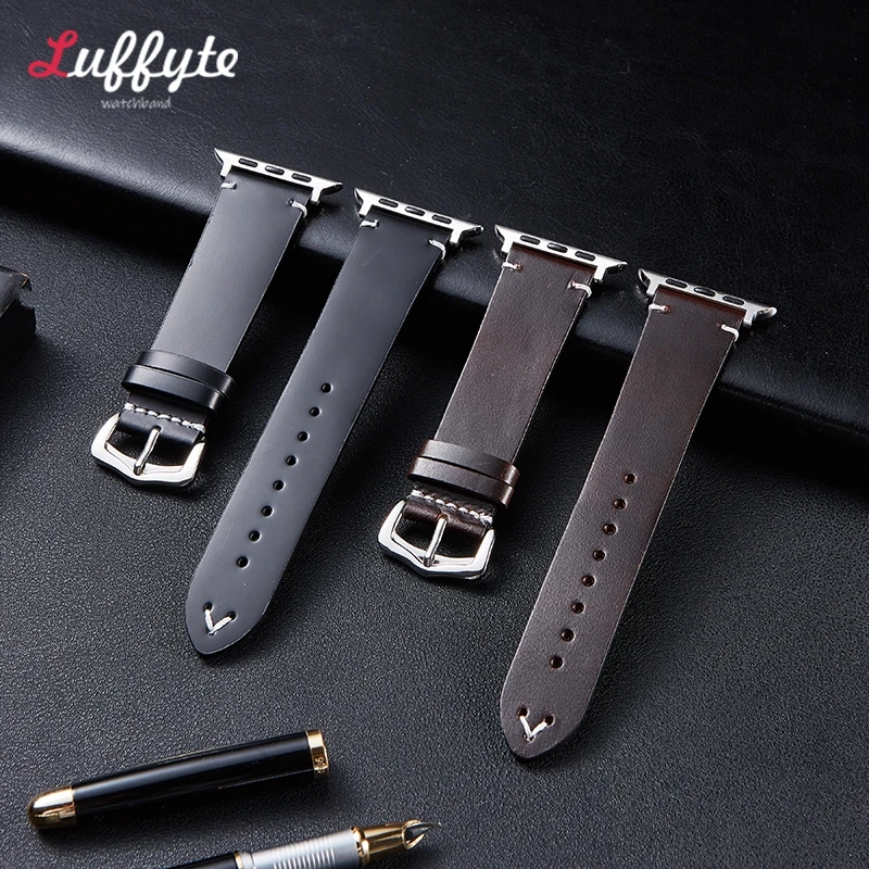 Oil Wax Leather Strap for Apple Watch 9 8 7 6 5 4 3 Se Ultra Iwatch Strap 38mm 40mm 41mm 42mm 44mm 45mm 49mm Watch Bracelet