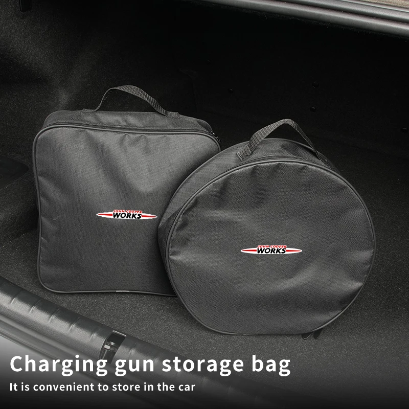 EV Car Charging Cable Storage Box Charger Cables Carry Bag Trunk Organizer For MINI WORKS Cooper F55 F56 R60 R59 R58 R57 R56 R55 