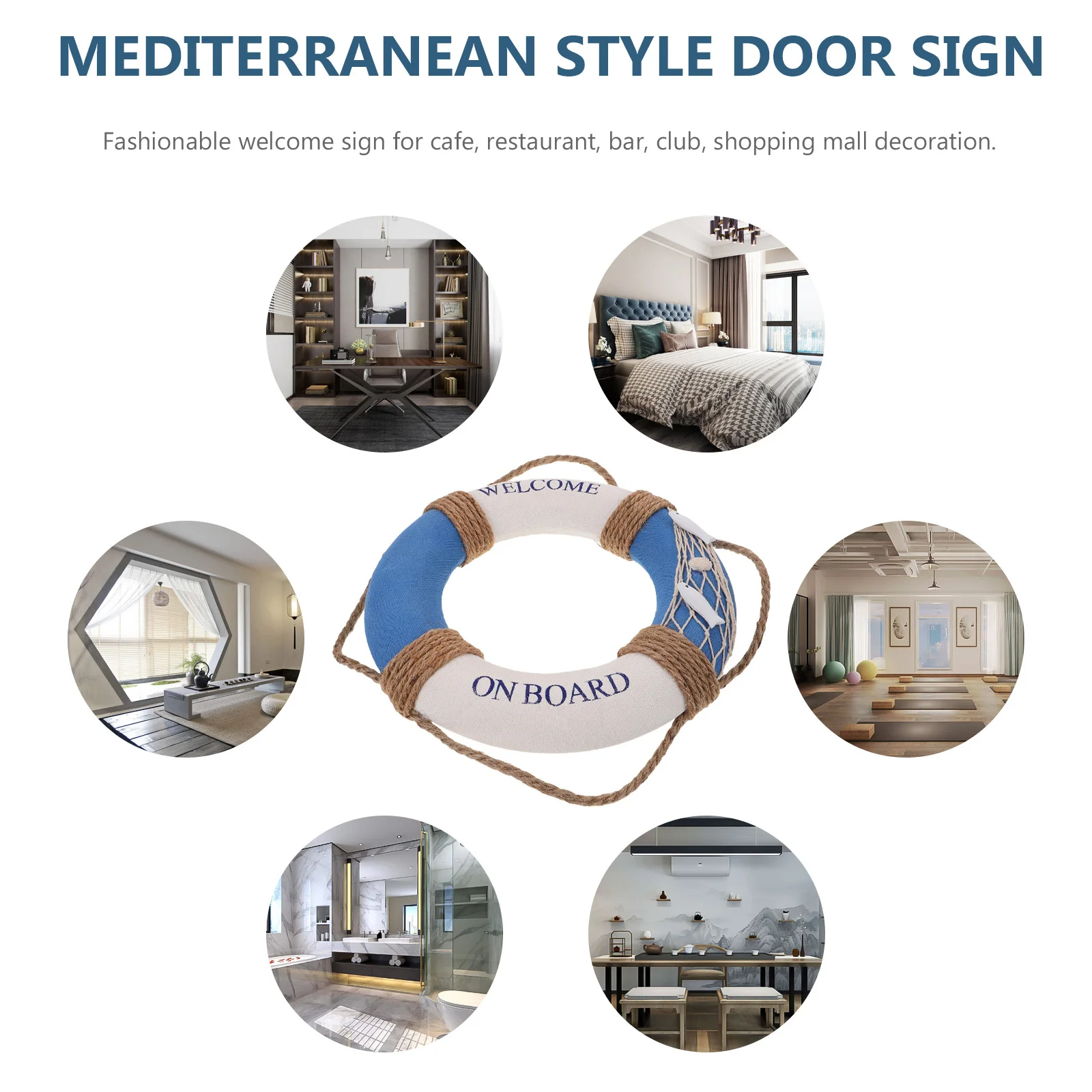

1Pcs 30cm Mediterranean Style Lifebuoy Hanging Decoration Welcome Sign for Restaurant Cafe Bar Door Wall Hanging Decor