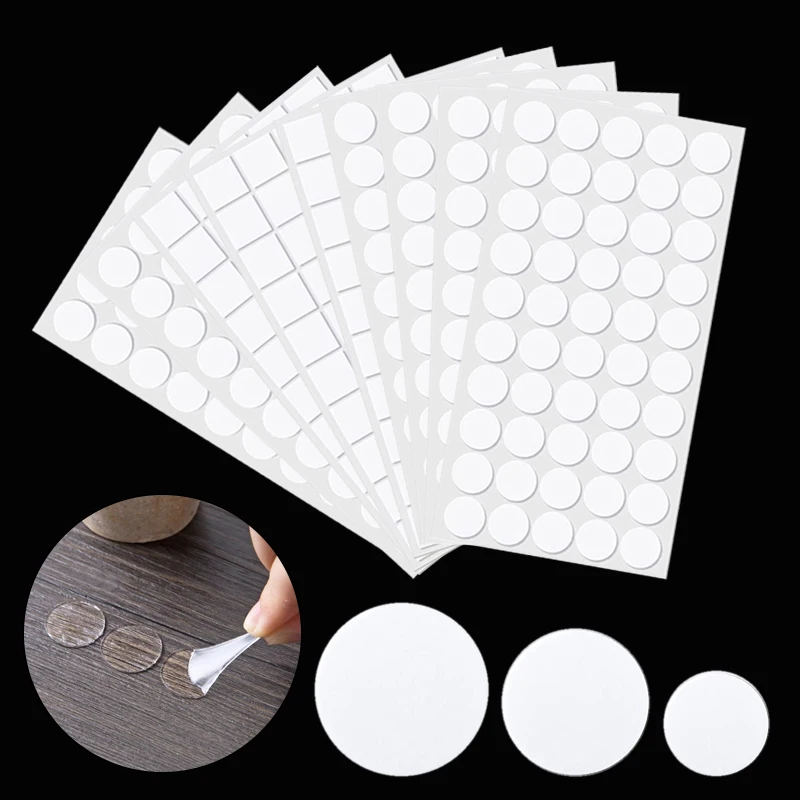 50PCS Transparent Double-sided Adhesive Tape Round Square Glue Tape Strongly Fixe Seamless Glue Household Paste Decoration