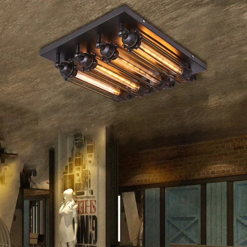 Black Loft Inudustrial Retro Vintage Ceiling Lamp Edison Steampunk Lamp Bulb Coffee Shop Light Surface Mounted Ceiling Lights