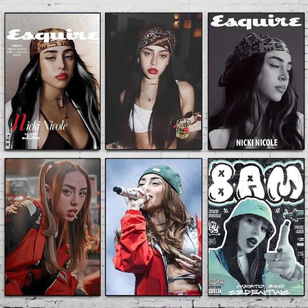 Póster de rapero argentino, cantante n-nicki Nicole, alta calidad, dormitorio, sala de estar, decoración de pared estética, pegatinas de pintura, regalo