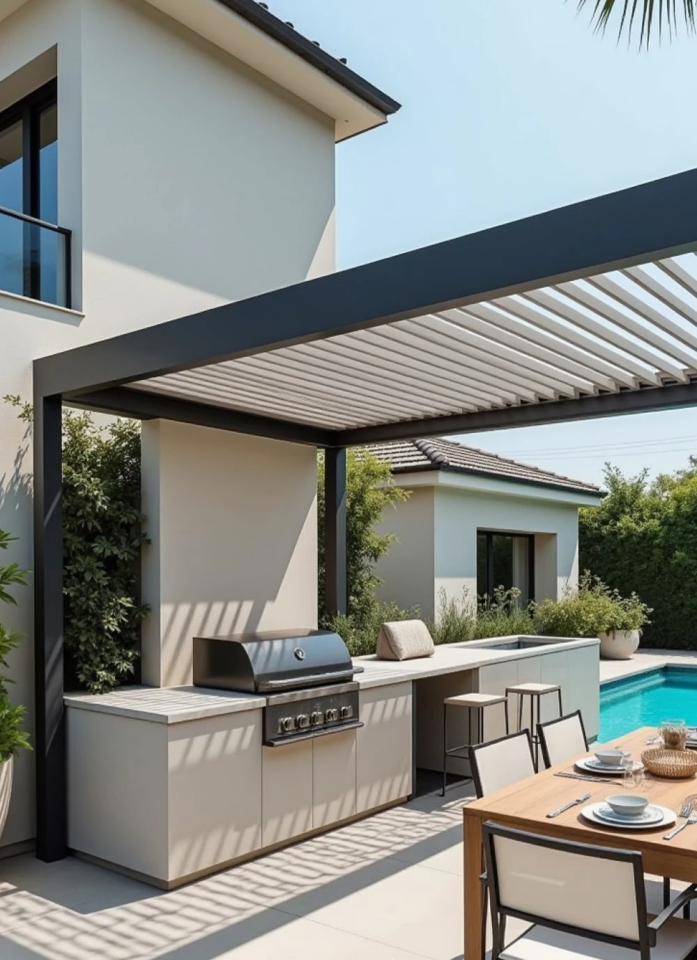 

Factory Customized Electric Gazebo Outdoor Aluminum Luxury Exterior Electric Pergolas with LED Light Motorized Louvered Roof