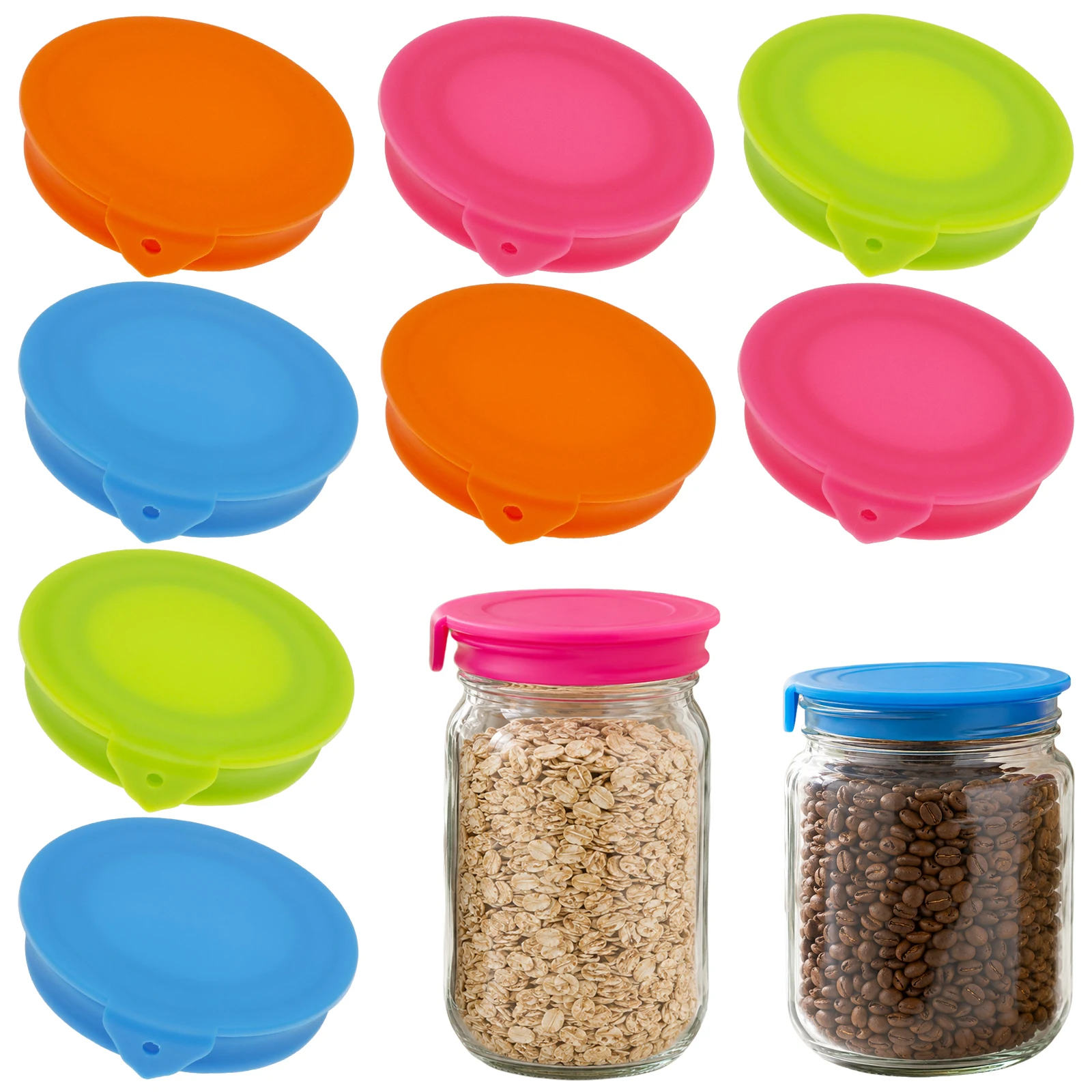 Mason Jar 8Oz - Conjunto de 4/8 Tampas Redondas de