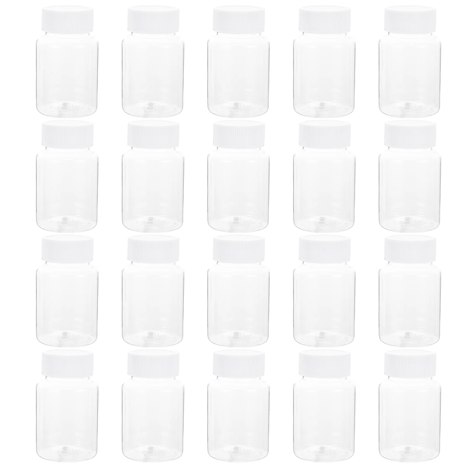 20 Pcs 80ml PET Container Bottles Chemical Medicine Tablet Storage Holder Dispenser with White clear container bottle