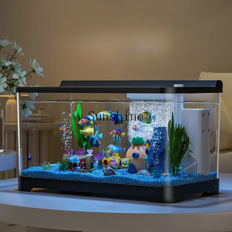 

Filter oxygen generator ecological landscaping small living room desktop with lamp goldfish tank