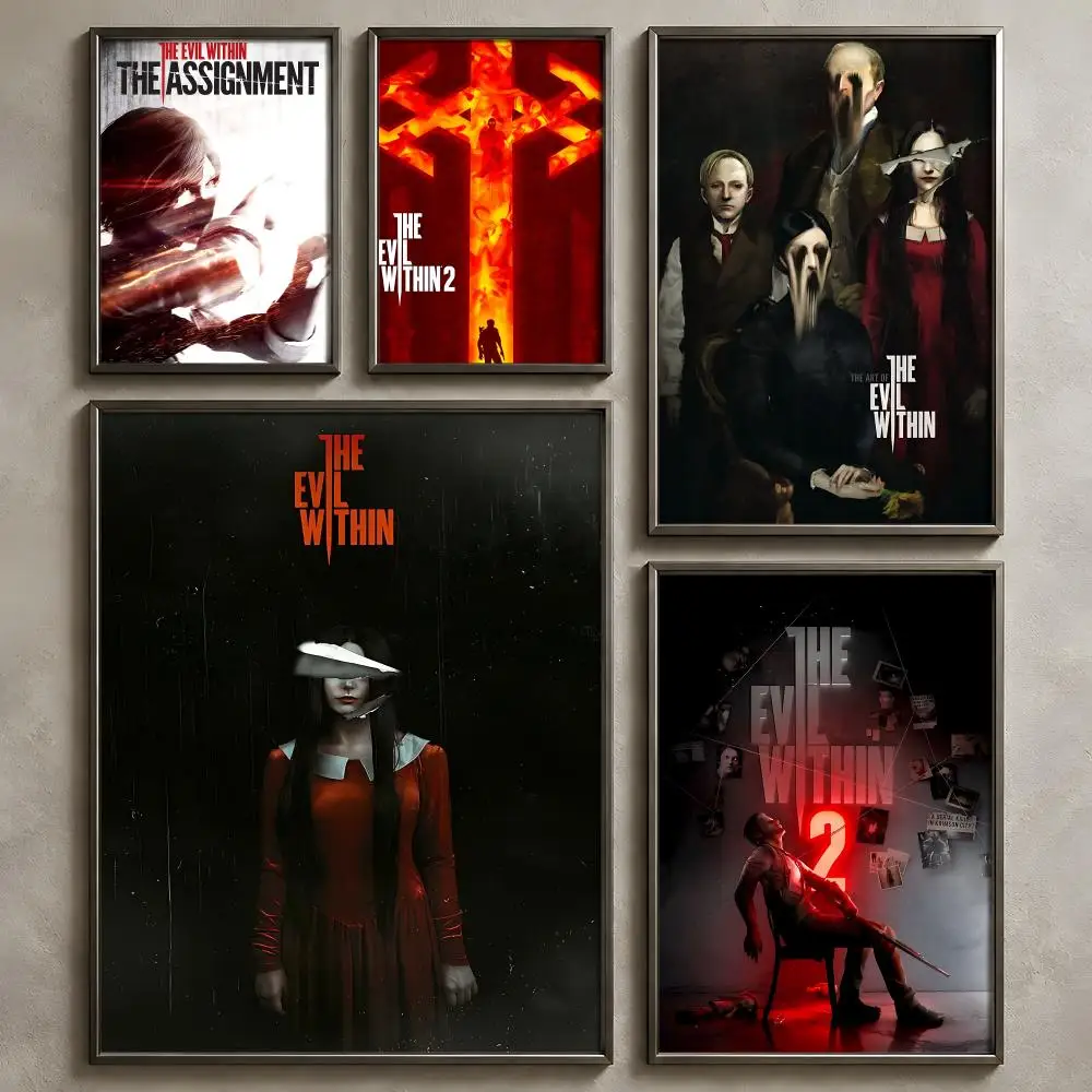 Game T-The Evil Within-n Poster Vintage Self Adhesive PP Wall Art Home Bar Bedroom Decor Gift