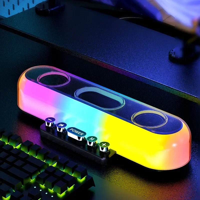 Bluetooth Speakers Wireless Heavy Bass Home Long Strip Bright Light Desktop Subwoofer Multi-function Computer Dj Karaoke Boombox