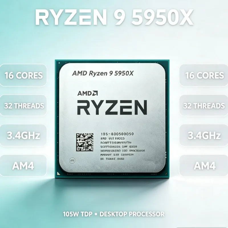 Ryzen 9 5950X New AM4 Processor 7NM Zen3 105W For Content Creator Desktop Without Cooler