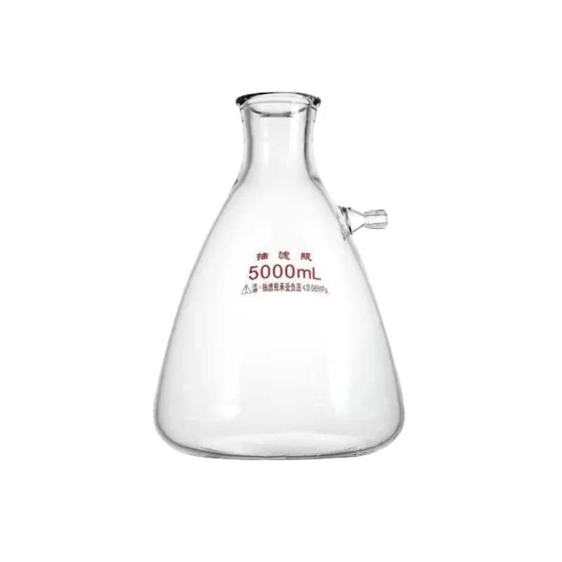 SAIDKOCC 5L Glass Suction Filter Bottle 5000ml Laboratory Filtering Flask with Side Arm Upper Spouts