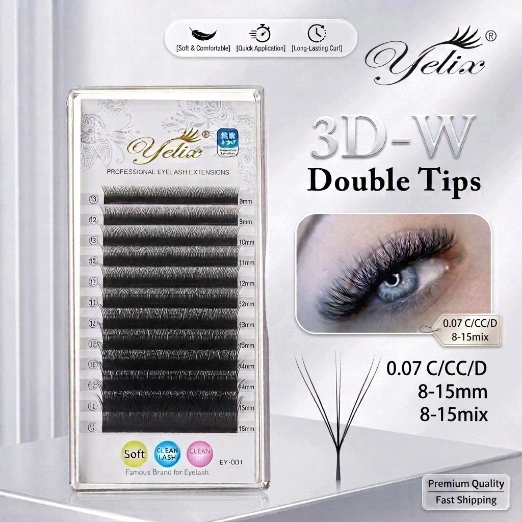 Eyelash Extension Double Volume - Yelix Double Tips 3D-W Premade Volume