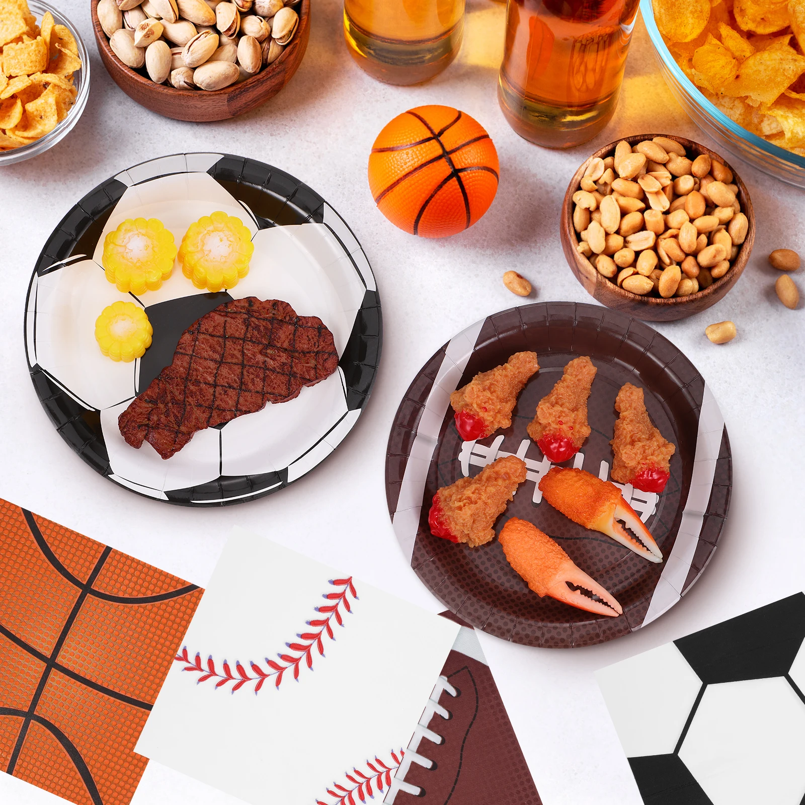 

Party Supplies Football Baseball Soccer Basketball Paper Plates Napkins Dessert Sports Birthday Decorations Event Tableware