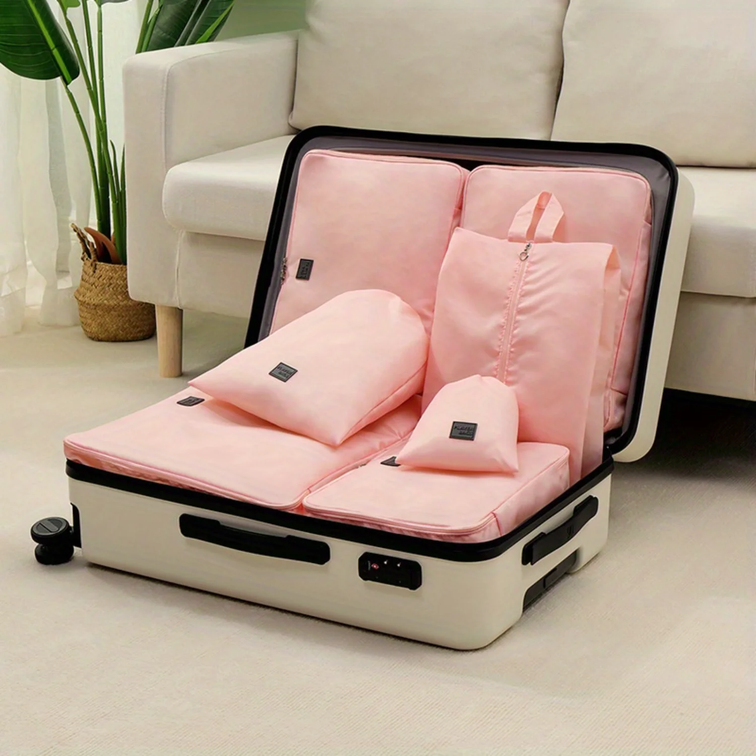 7pcs/set Travel Clothes  Bag, Underwear Lingerie Bra Organizer, Packing Cube For Makeup Toiletry