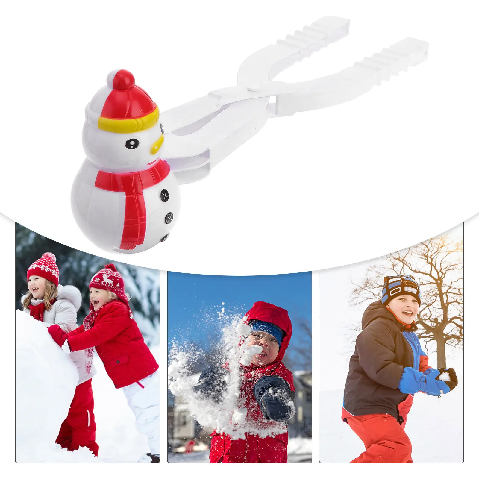 2Pcs Maker Snowman Shape Snow Clip Non Slip Handle Winter Outdoor Kids Winter Sand Mud Bath Bombs