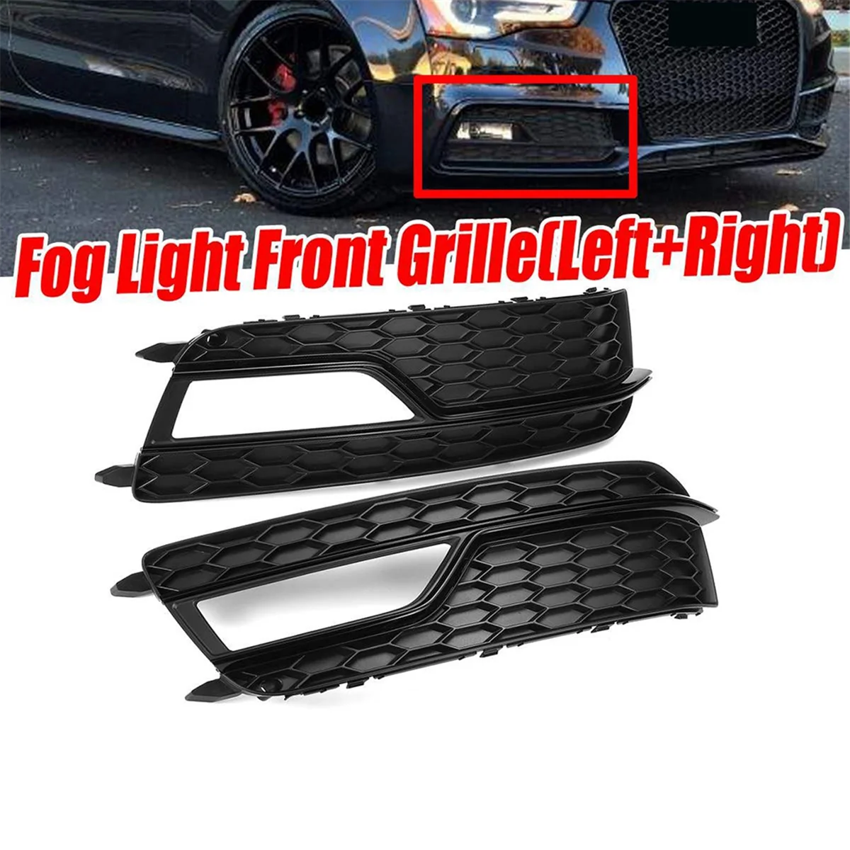 Left Car Fog Light Grille for Audi A5 S-Line S5 2013-2016 8T0807681K Front Bumper Fog Lamp Grill