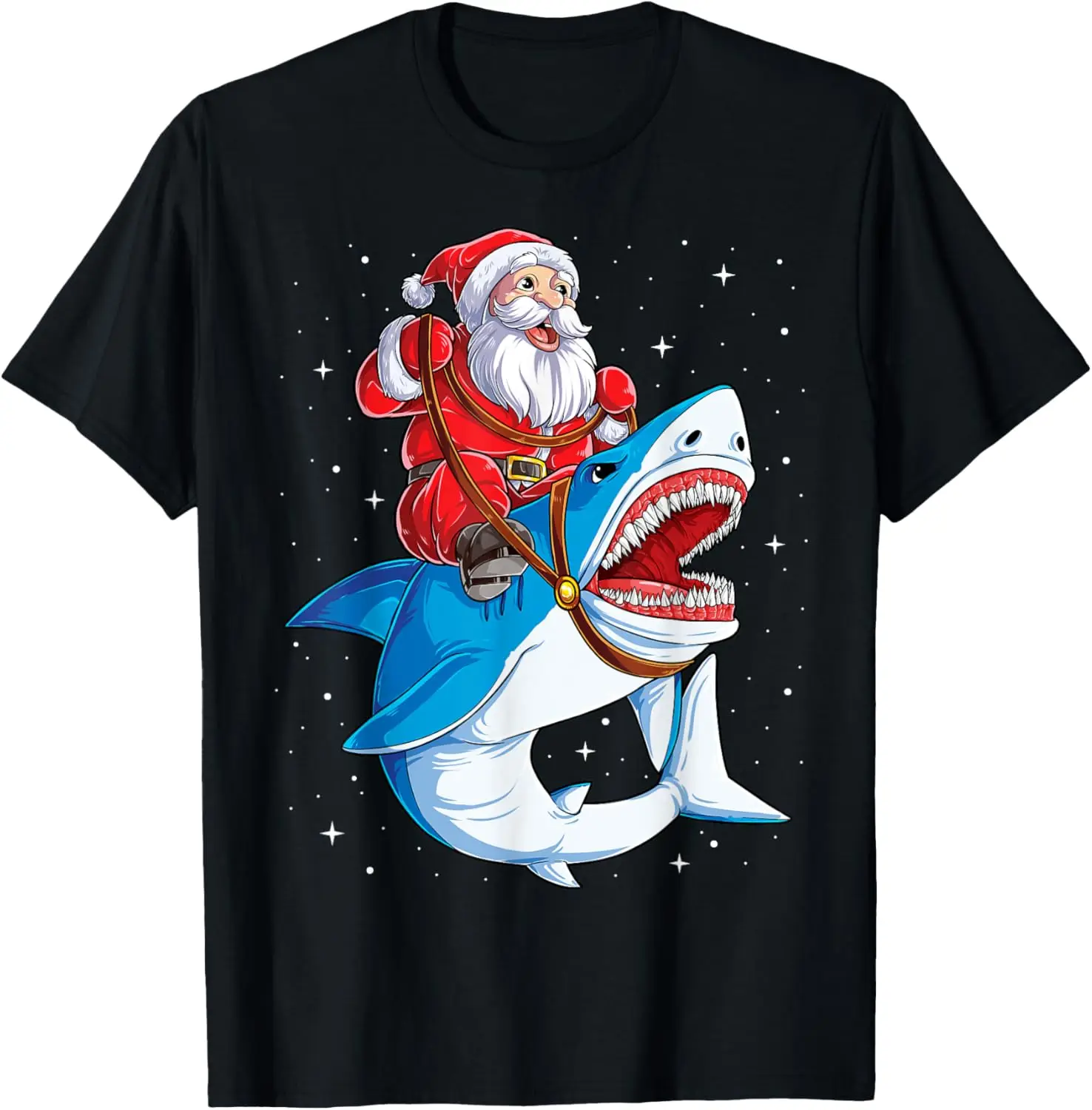 

Рождественская футболка с изображением Санта-Клауса и акулы для мальчиков Merry Sharkmas Xmas