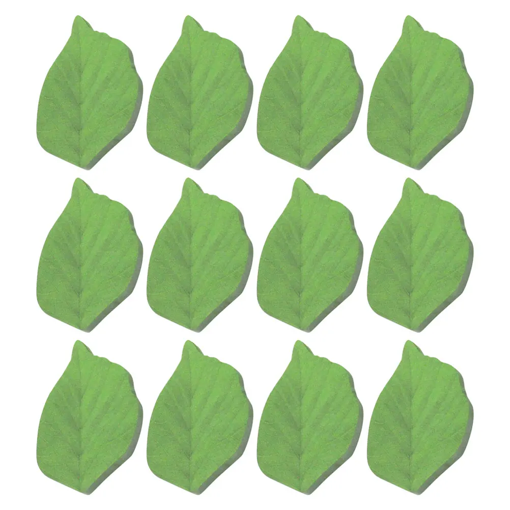 

12 Packs Tree Leaves Realistic Green Leaf Design Longlasting Adhesive Memo Pad Office Home Kitchen Use