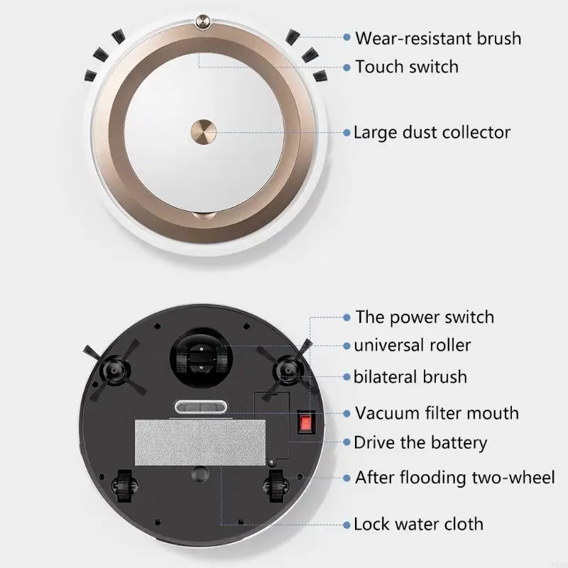 

Mini Wireless Auto Robotic Vacuums With Cleaning Timer No Dead Ends Super Quiet N58D